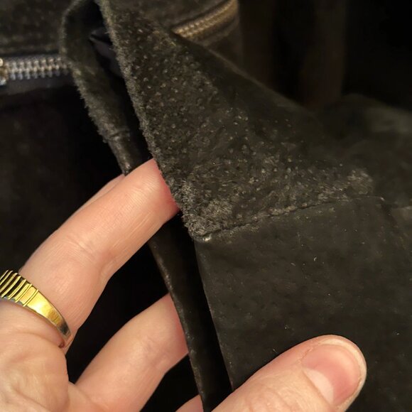 Vintage Retro BUM Equipment 2XL Black Genuine Suede Leather Jacket 90s Y2K Coat - Picture 9 of 15